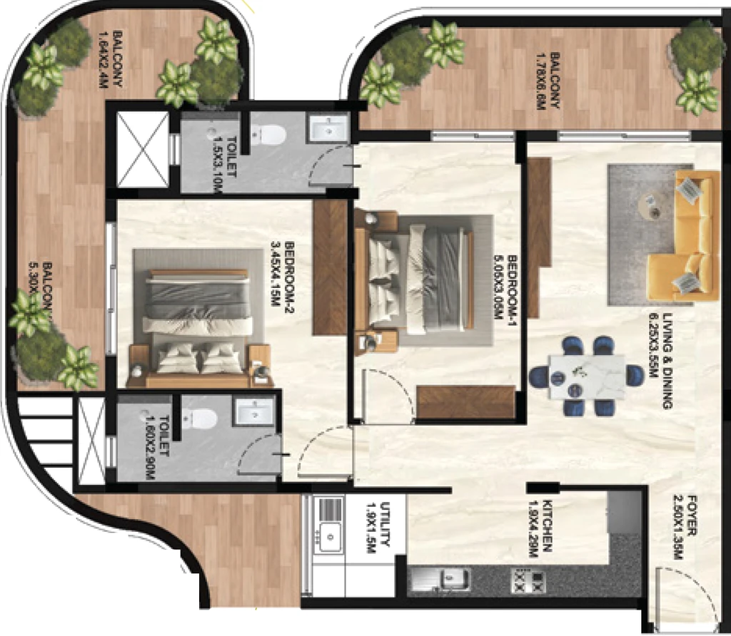 2 BHK Flat in Sunpure The Curve in Vijayanagar, Mysore - Image 932296