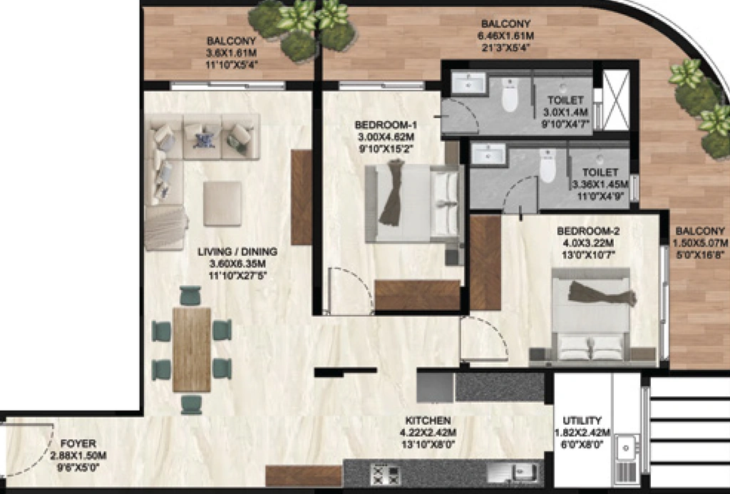2 BHK Flat in Sunpure The Curve in Vijayanagar, Mysore - Image 932297