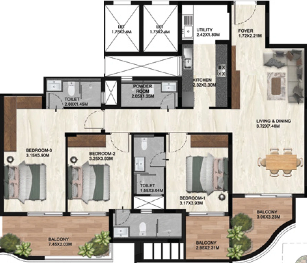 3 BHK Flat in Sunpure The Curve in Vijayanagar, Mysore - Image 932298