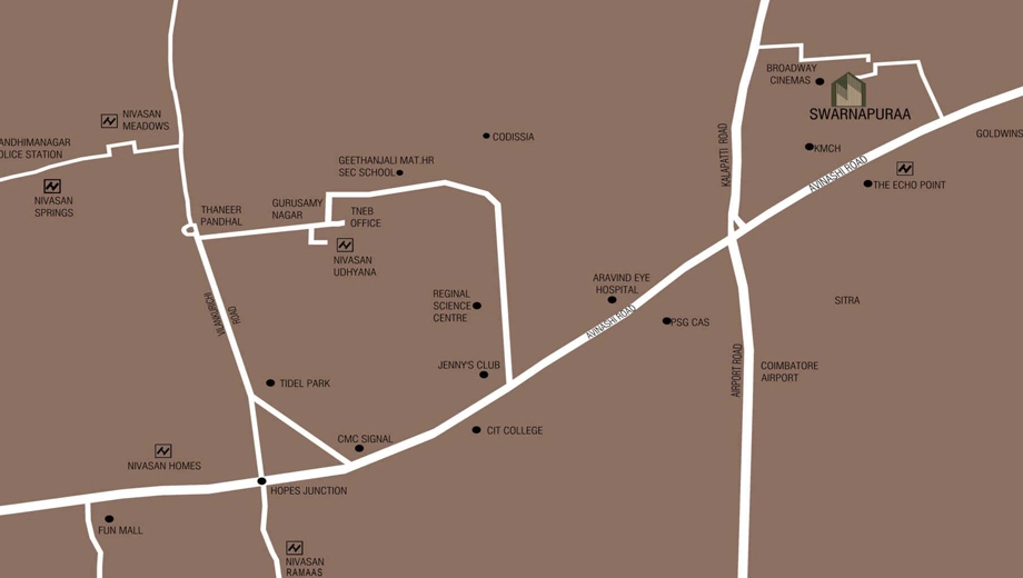 Location of Nivasan Swarnapuraa in Peelamedu, Coimbatore - Image 438676