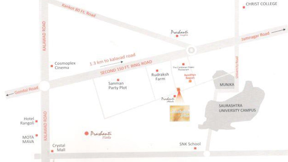 Location of Shanti Madhukunj Flats in Munjka, Rajkot - Image 438731