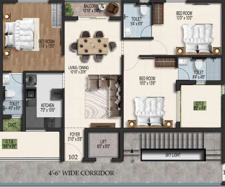 3 BHK Flat in Royal Vriksha in Iyyappanthangal, Chennai - Image 932358