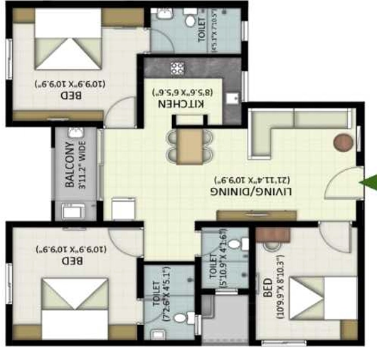 3 BHK Flat in Sanklecha Utsav in Perambur, Chennai - Image 932356