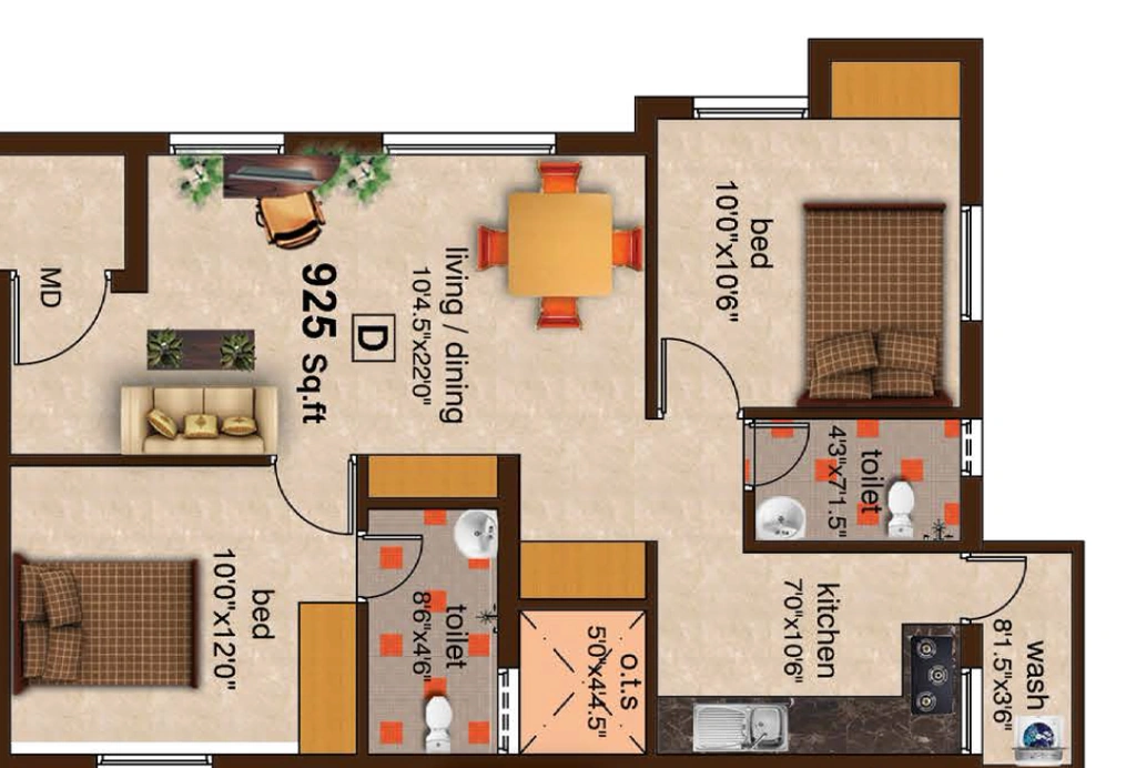 2 BHK Flat in Shrisha VSR Orchids in Perambur, Chennai - Image 932351