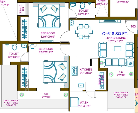 2 BHK Flat in JMJ Sapphire Gold in Radhika Park, Rajkot - Image 932361