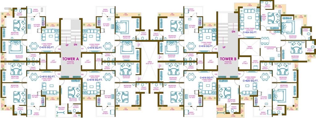 Floor Plan of JMJ Sapphire Gold in Radhika Park, Rajkot - Image 438831