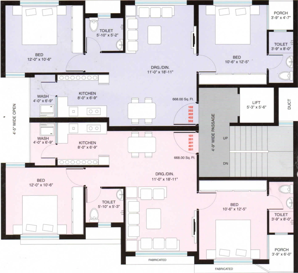 Floor Plan of Kalash Apartment in Radhika Park, Rajkot - Image 438864