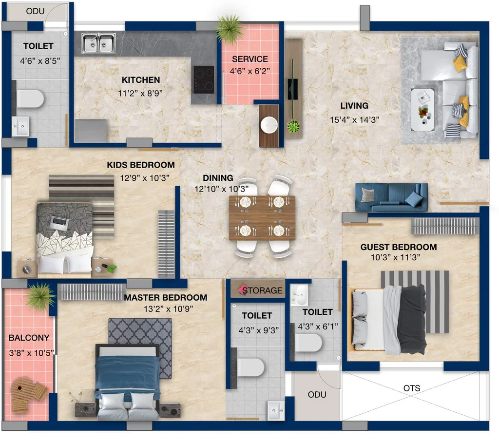 3 BHK Flat in Artis Prime in Mogappair, Chennai - Image 932386