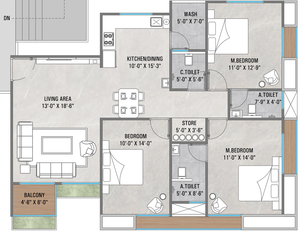 3 BHK Flat in Swagat Cordelia in Althan, Surat - Image 932370