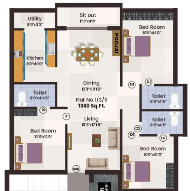 3 BHK Flat in Nexa Akshayam in Korattur, Chennai - Image 932393