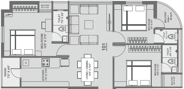 3 BHK Flat in SV Precious Gold in Radhika Park, Rajkot - Image 932395