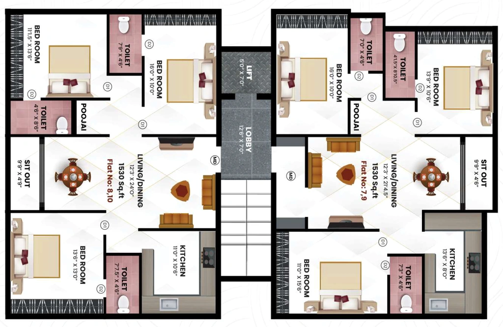 Floor Plan of Nexa Asta in Mogappair, Chennai - Image 438994