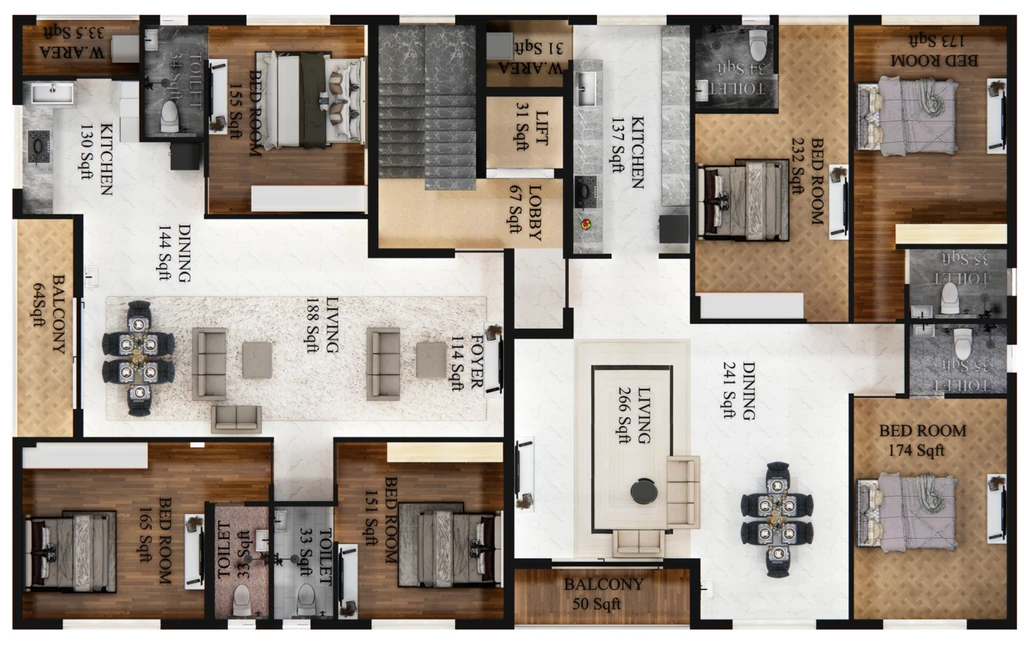 Floor Plan of Oblong Ramkhar Polaris And Capella in Mogappair, Chennai - Image 439074