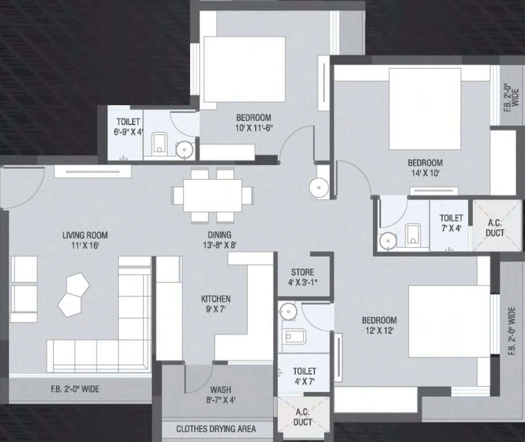 3 BHK Flat in Techcon Suncity Titanium in Radhika Park, Rajkot - Image 932444