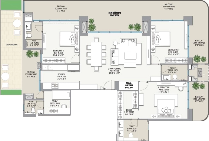 3 BHK Flat in Eldeco Camelot in Dwarka, New Delhi - Image 932459