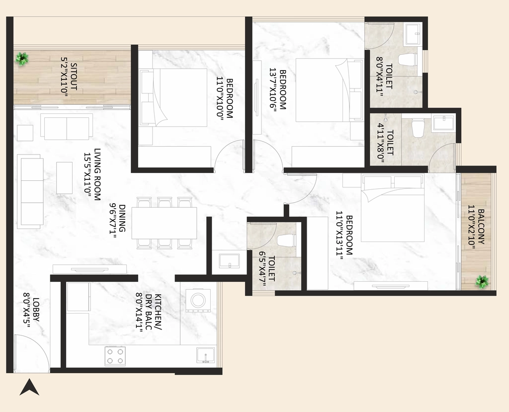 2 BHK Flat in Basil Mountlords in Dhankawadi, Pune - Image 932497