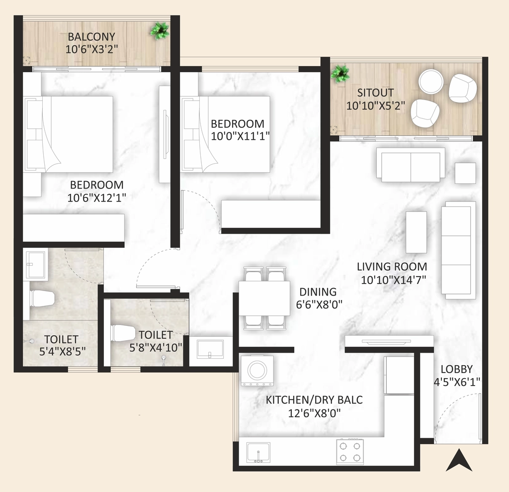 2 BHK Flat in Basil Mountlords in Dhankawadi, Pune - Image 932496