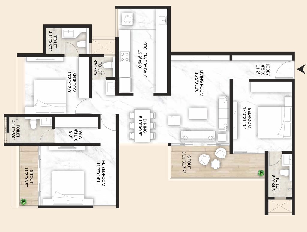 3 BHK Flat in Basil Mountlords in Dhankawadi, Pune - Image 932498