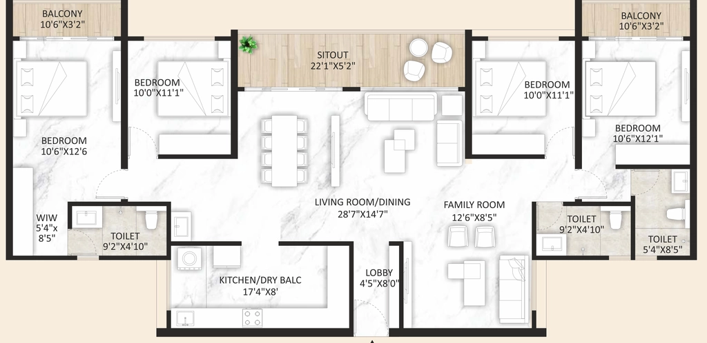 4 BHK Flat in Basil Mountlords in Dhankawadi, Pune - Image 932499