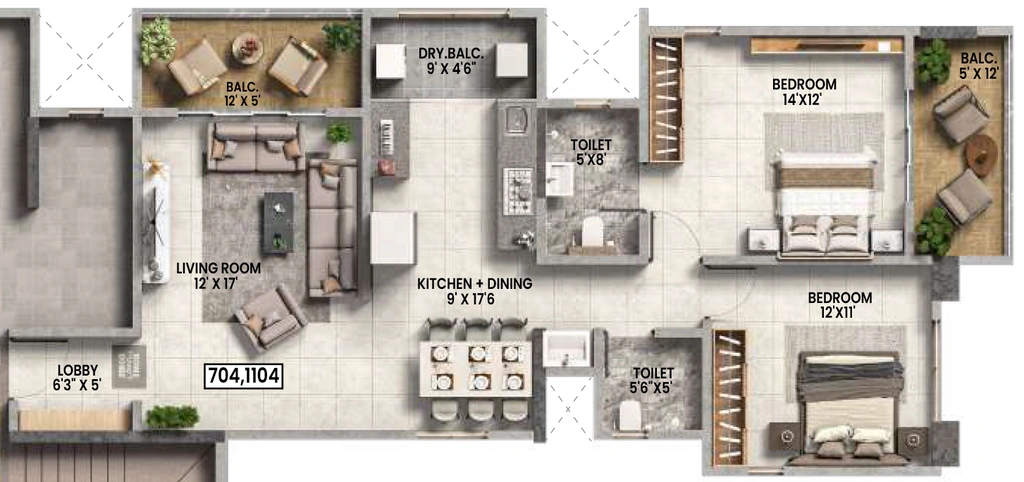 2 BHK Flat in Kotibhaskar Aditya in Kothrud, Pune - Image 932492