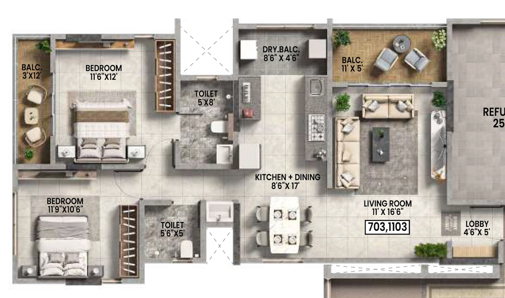 2 BHK Flat in Kotibhaskar Aditya in Kothrud, Pune - Image 932491
