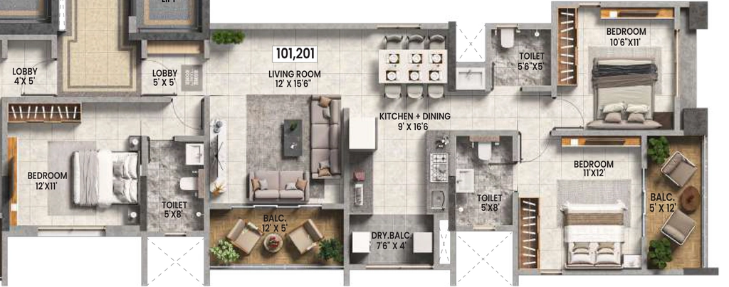 3 BHK Flat in Kotibhaskar Aditya in Kothrud, Pune - Image 932493