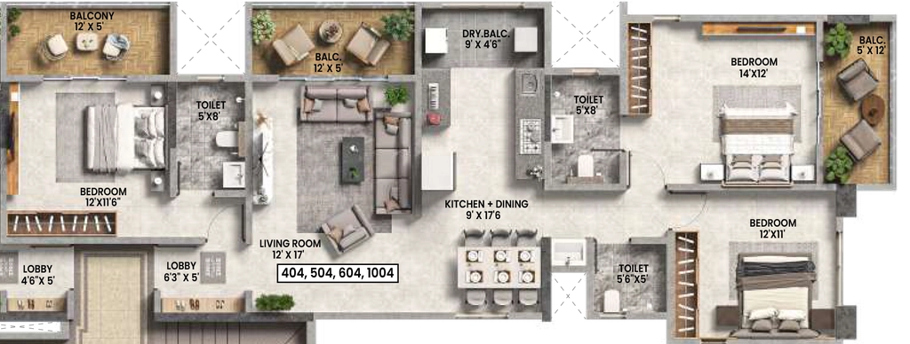 3 BHK Flat in Kotibhaskar Aditya in Kothrud, Pune - Image 932494