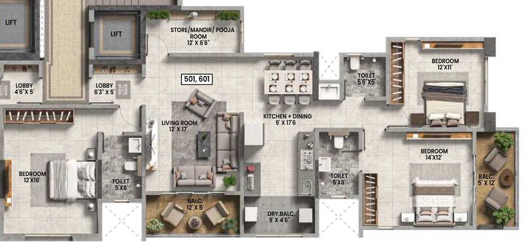 3 BHK Flat in Kotibhaskar Aditya in Kothrud, Pune - Image 932495