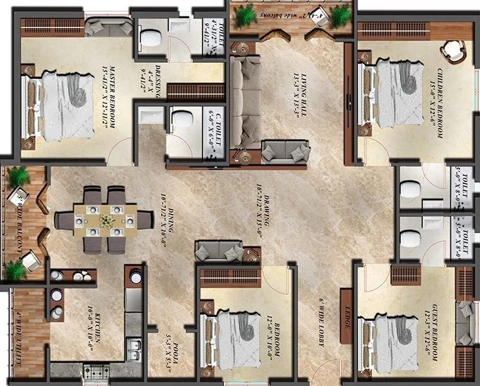 4 BHK Flat in Goyal Smart Housing in Dwarka, New Delhi - Image 932506