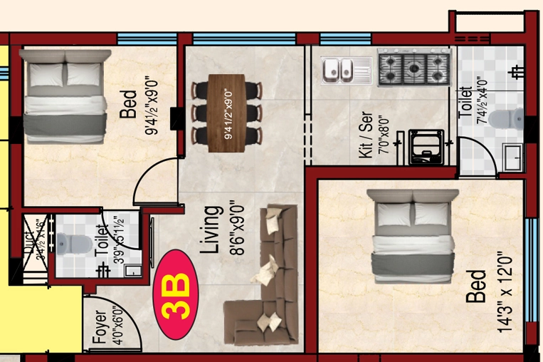 2 BHK Flat in APC Kamakshi Ramaswamy in Perambur, Chennai - Image 932516