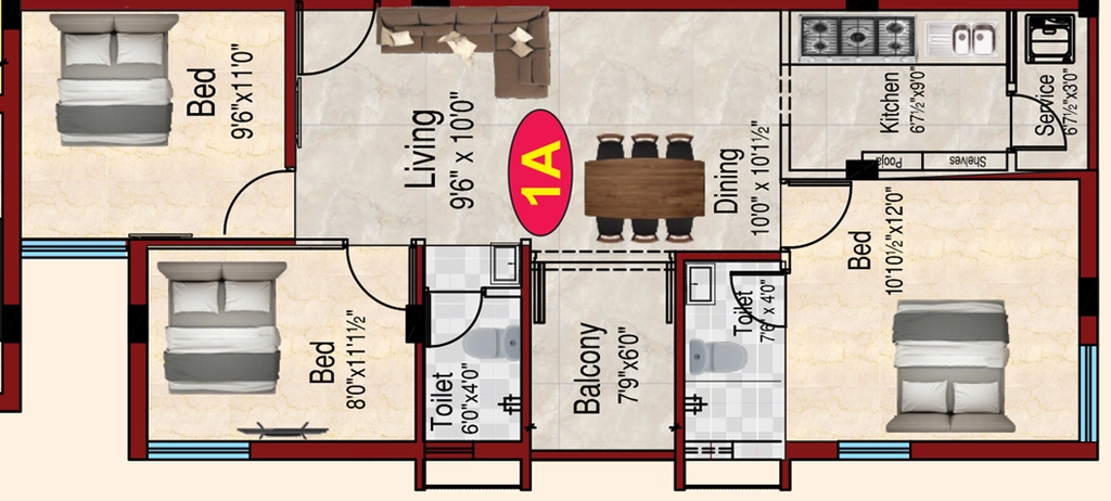 3 BHK Flat in APC Kamakshi Ramaswamy in Perambur, Chennai - Image 932518