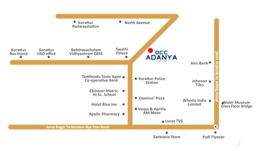Location of DCC Adanya in Korattur, Chennai - Image 439341