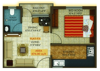 1 BHK Flat in AVR Wisteria in Ayanambakkam, Chennai - Image 932597