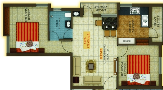 2 BHK Flat in AVR Wisteria in Ayanambakkam, Chennai - Image 932598