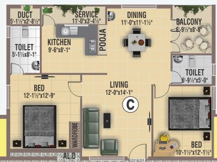 2 BHK Flat in BSR Balaji Enclave in Mogappair, Chennai - Image 932599