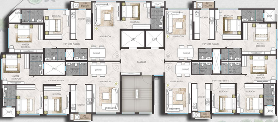 Floor Plan of Rustomjee Aden in Bandra East, Mumbai - Image 36180