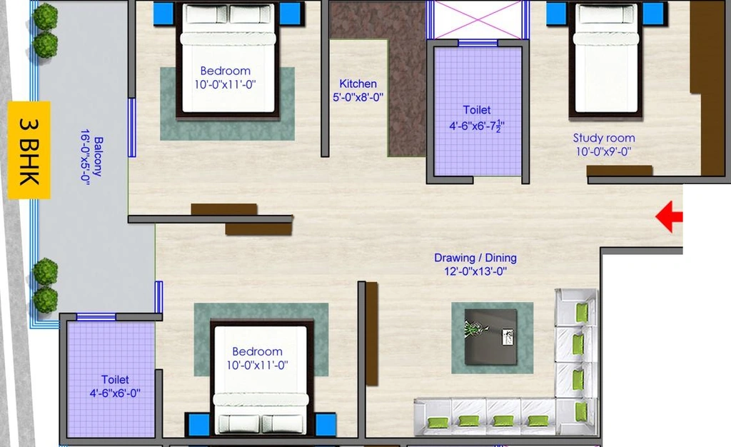 3 BHK Flat in Sam Florance 2 in Jalpura, Greater Noida - Image 932609