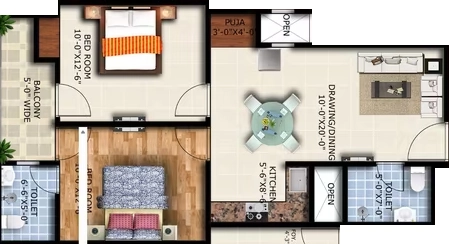 2 BHK Flat in Gaurik Krishna Kunj in Bisrakh Jalalpur, Greater Noida - Image 932611