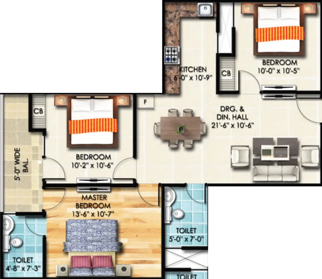 3 BHK Flat in Trivor Legacy Heights in Noida Extension, Greater Noida - Image 932623