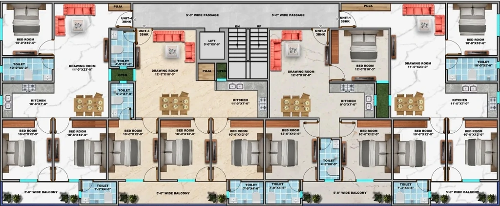 Floor Plan of Sam RK Heights in Noida Extension, Greater Noida - Image 439565