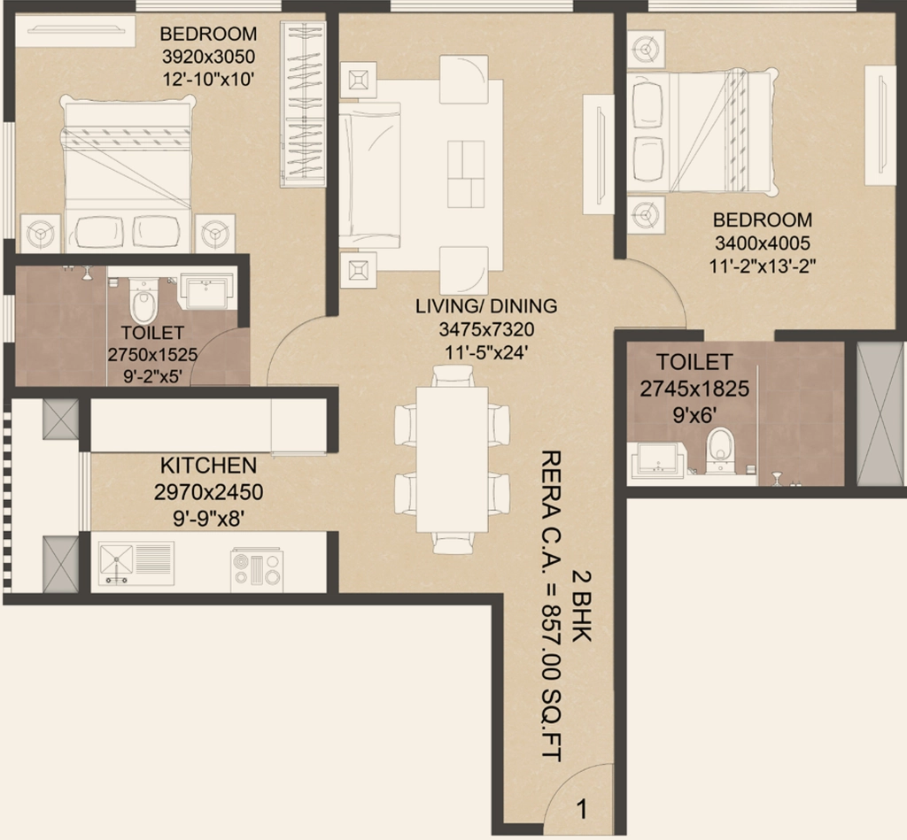 2 BHK Flat in Excellent La Mer Residences in Byculla West, Mumbai - Image 932681