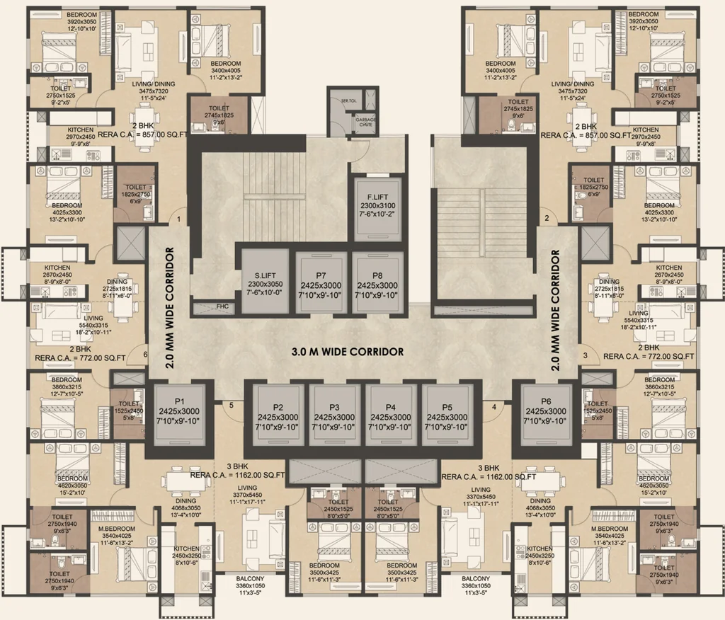 Floor Plan of Excellent La Mer Residences in Byculla West, Mumbai - Image 439662