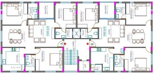 Floor Plan of Pushkar Phoenix in Anna Nagar, Chennai - Image 439925