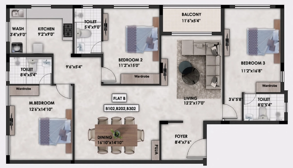 3 BHK Flat in Bhaggyam Dharini in Alwarpet, Chennai - Image 932758