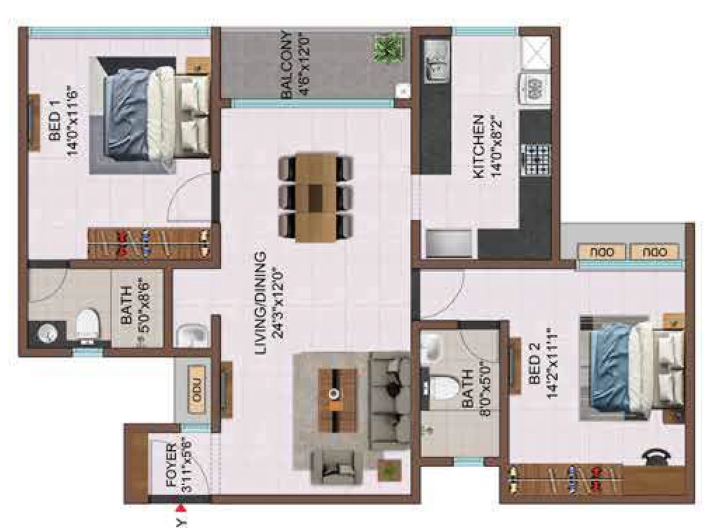 2 BHK Flat in Casagrand Aquagrove in Kolathur, Chennai - Image 932778