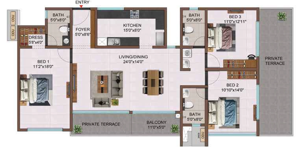 3 BHK Flat in Casagrand Aquagrove in Kolathur, Chennai - Image 932779
