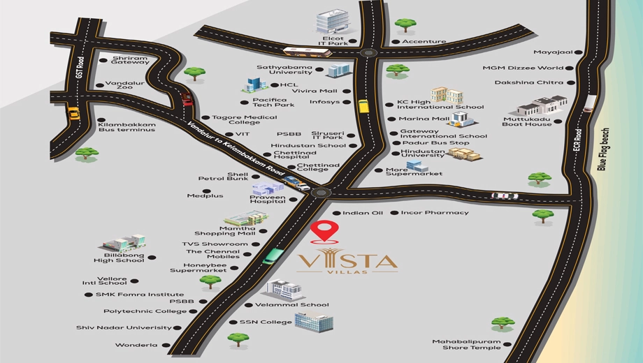 Location of Earthen Vista Villas in Kelambakkam, Chennai - Image 439974