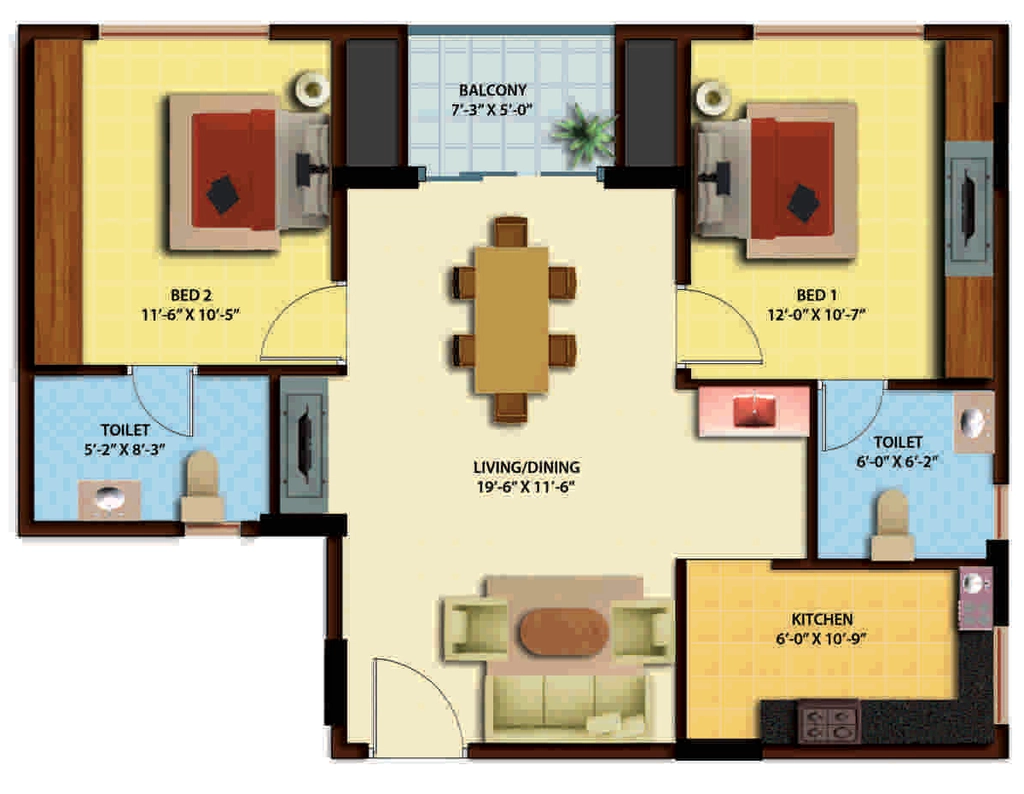 2 BHK Flat in Ganga Ishana Apartments in Kolathur, Chennai - Image 932767