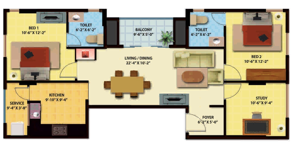 2.5 BHK Flat in Ganga Ishana Apartments in Kolathur, Chennai - Image 932768