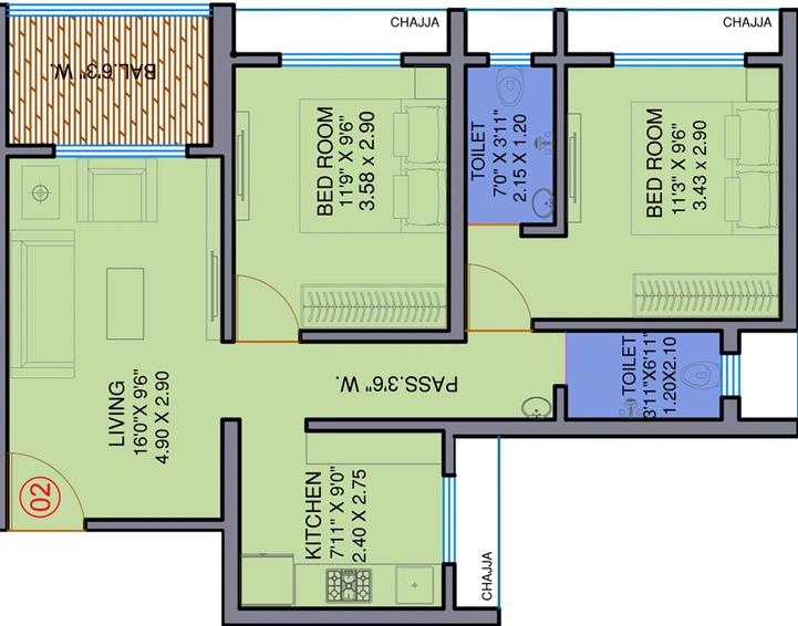 2 BHK Flat in Mangeshi Dhara in Thakurli East, Thane - Image 448021